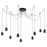 Black metal lamp suspension for 9 bulbs