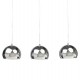 Pendant lamp with chromed metal balls, adjustable in height