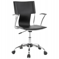 Chaise, fauteuil de bureau retro-chic noir avec hyauteur réglable et pied solide en métal chromé
