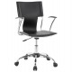 Black retro chic office chair with height-ajustable seat and strong foot