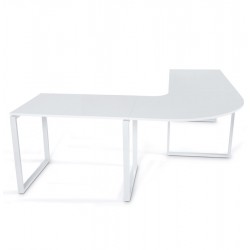 WHITE design corner desk with wooden top KUVO