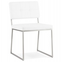 Upholstered white chair with brushed steel structure GAMI
