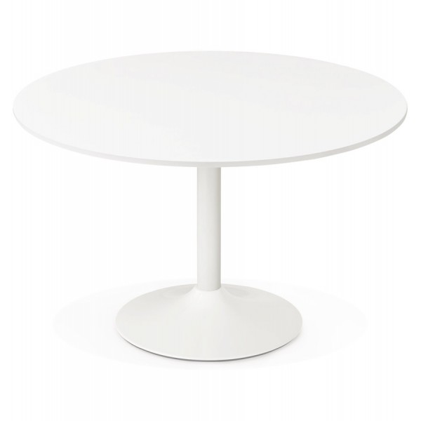 White Round Table With Large Plate Rekon, Round Table Winnipeg