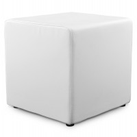 Trendy white footstool in imitation leather
