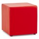 Trendy red footstool in imitation leather