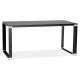 Straight black desk with wooden top and white metal structure