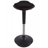 Ergonomic and swivel black bar stool with textile seat cover