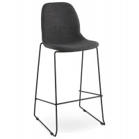 Tabouret ou chaise de bar gris foncé avec revêtement textile et structure en métal thermolaqué