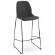 Dark gray barstool or bar chair with textile coating and thermocoated metal structure