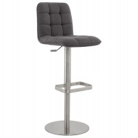 Dark gray stool, adjustable in height, with solid foot in brushed steel JERSEY