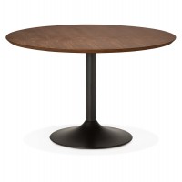 Table ronde design de couleur noix pour salle à manger