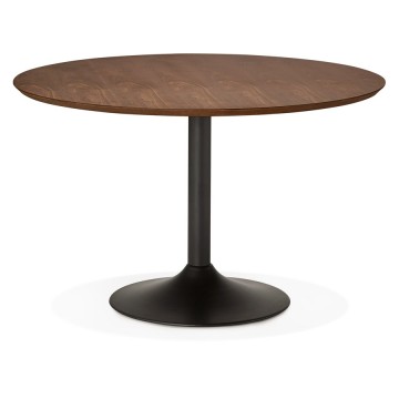 Pretty round dining table with walnut color PATON