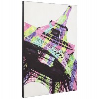 Printed canvas with wooden structure and brush finish, representing Eiffel tower