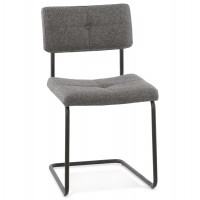 Chaise grise au look vintage avec assise et dossier rembourrés et structure métallique GARCIA