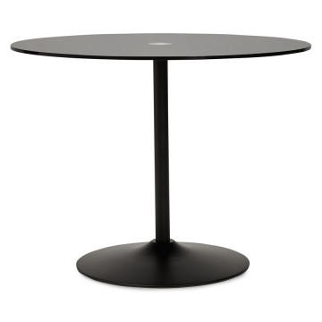 Belle table noire avec plateau en verre rond BLOMA