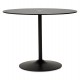 Round black table with glass top and solid tulip-shaped leg