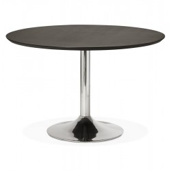 Table ronde noire design avec plateau en bois BLETA