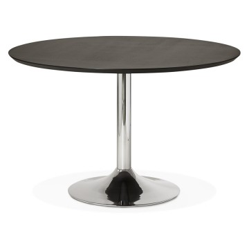 Design black round table with wooden top BLETA