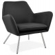 Very comfortable design black armchair upholstered in imitation leather with brushed steel legs