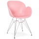 Pink design chair with polypropylene seat and chromed metal base