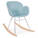 Blue rocking chair with solid propylene shell and solid beech wood legs KNEBEL