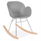Grey rocking chair with solid propylene shell and solid beech wood legs KNEBEL