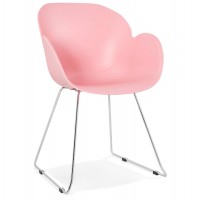 Chaise rose, design et contemporaine, avec pieds en métal chromé TESTA