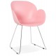 Pink chair, design and contemporary, with chromed metal legs TESTA