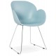 Chaise bleue, design et contemporaine, avec pieds en métal chromé TESTA