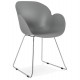 Grey chair, design and contemporary, with chromed metal legs TESTA