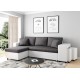 Corner sofa 3 seater convertible dark gray and white base OSLO with right fixed niche