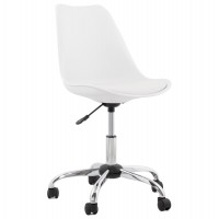 Adjustable and swivel white chair with metal structure and seat in white imitation leather