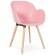 Chaise rose au design scandinave, avec coque solide en polypropylène et pieds en hêtre massif 