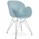 Blue design chair with polypropylene seat and chromed metal base