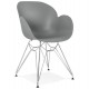Gray design chair with polypropylene seat and chromed metal base