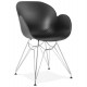Black design chair with polypropylene seat and chromed metal base