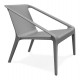 Dark grey armchair, sober and refined, for inside and outside, molded in one piece in polypropylene