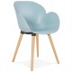 Scandinavian design blue chair with solid polypropylene shell and solid beech legs