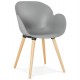 Chaise grise au design scandinave, avec coque solide en polypropylène et pieds en hêtre massif 