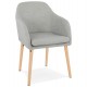Grey upholstered Scandinavian style chair with beech legs