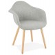 Chaise scandinave en tissu gris avec assise et dossier rembourrés et pieds en bois solides
