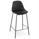 Black snack stool with imitation leather seat and metal leg