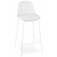 White snack stool with imitation leather seat and metal leg