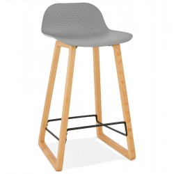GREY bar stool with base in solid beech ASTORIA