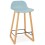 BLUE bar stool with base in solid beech ASTORIA