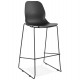 Black bar stool with resistant seat and backrest outside and solid metal base
