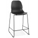 Black bar stool small format with resistant seat and backrest outside and solid metal base
