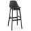 High BLACK bar stool with padded backrest TUREL