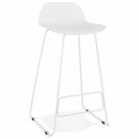 Tabouret de bar blanc design avec assise design très solide et pied stable de couleur blanc en métal antidérapant