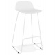 Designer white bar stool with very solid designer seat and stable non-slip white metal base
